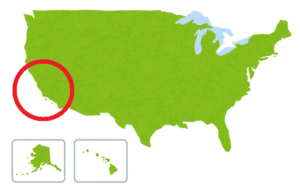 アメリカ合衆国の地図イラスト カリフォルニア付近に赤丸